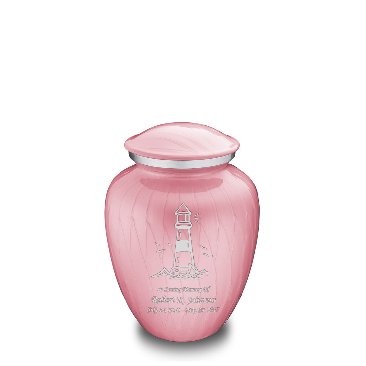 Medium Embrace Pearl Light Pink Lighthouse Cremation Urn