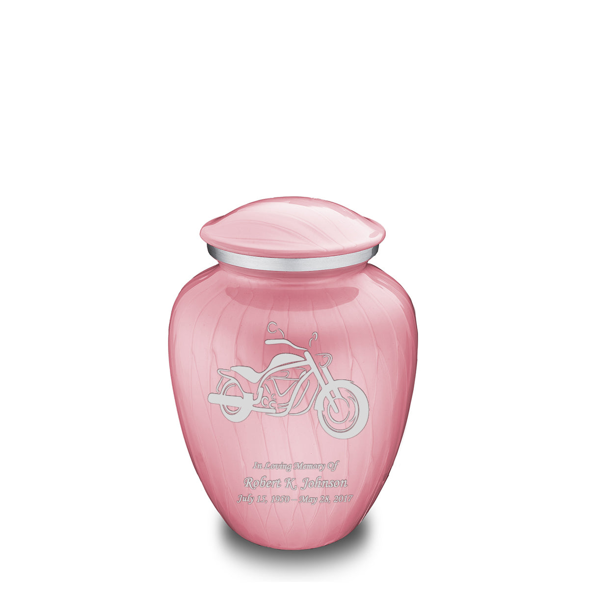 Medium Embrace Pearl Light Pink Motorcycle Cremation Urn