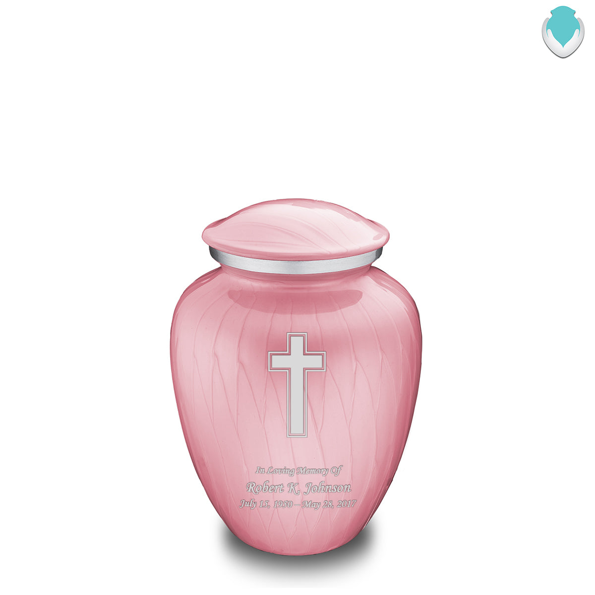 Medium Embrace Pearl Light Pink Simple Cross Cremation Urn