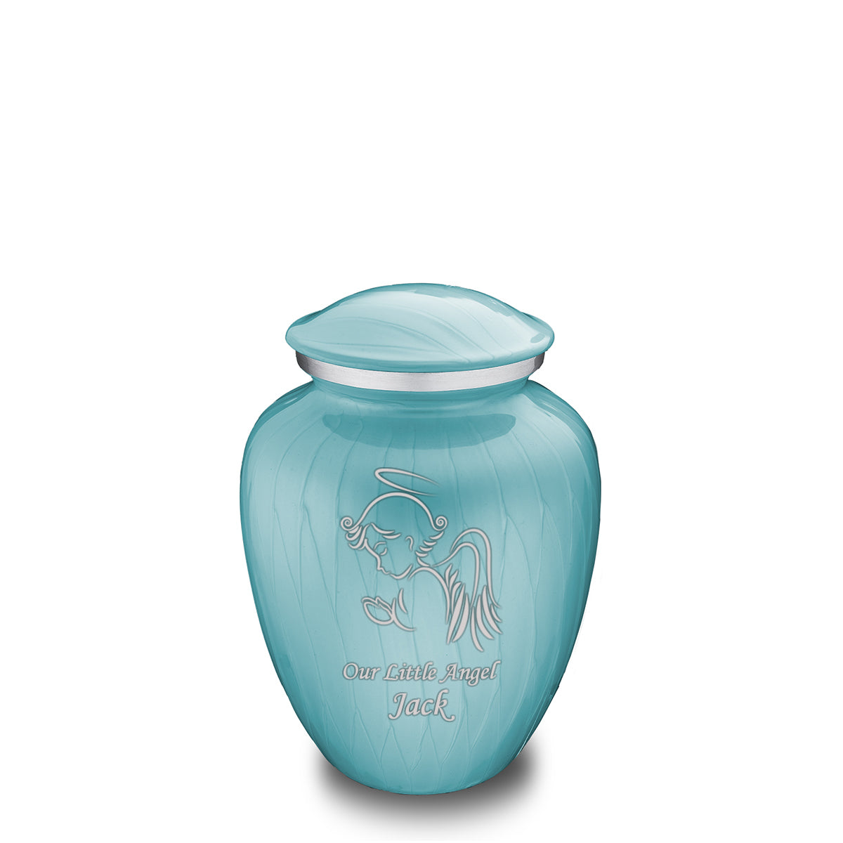 Medium Embrace Pearl Light Blue Angel Cremation Urn