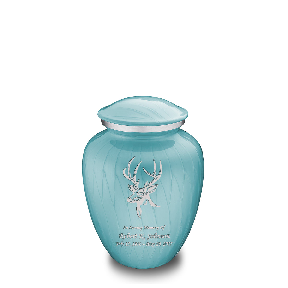 Medium Embrace Pearl Light Blue Deer Cremation Urn