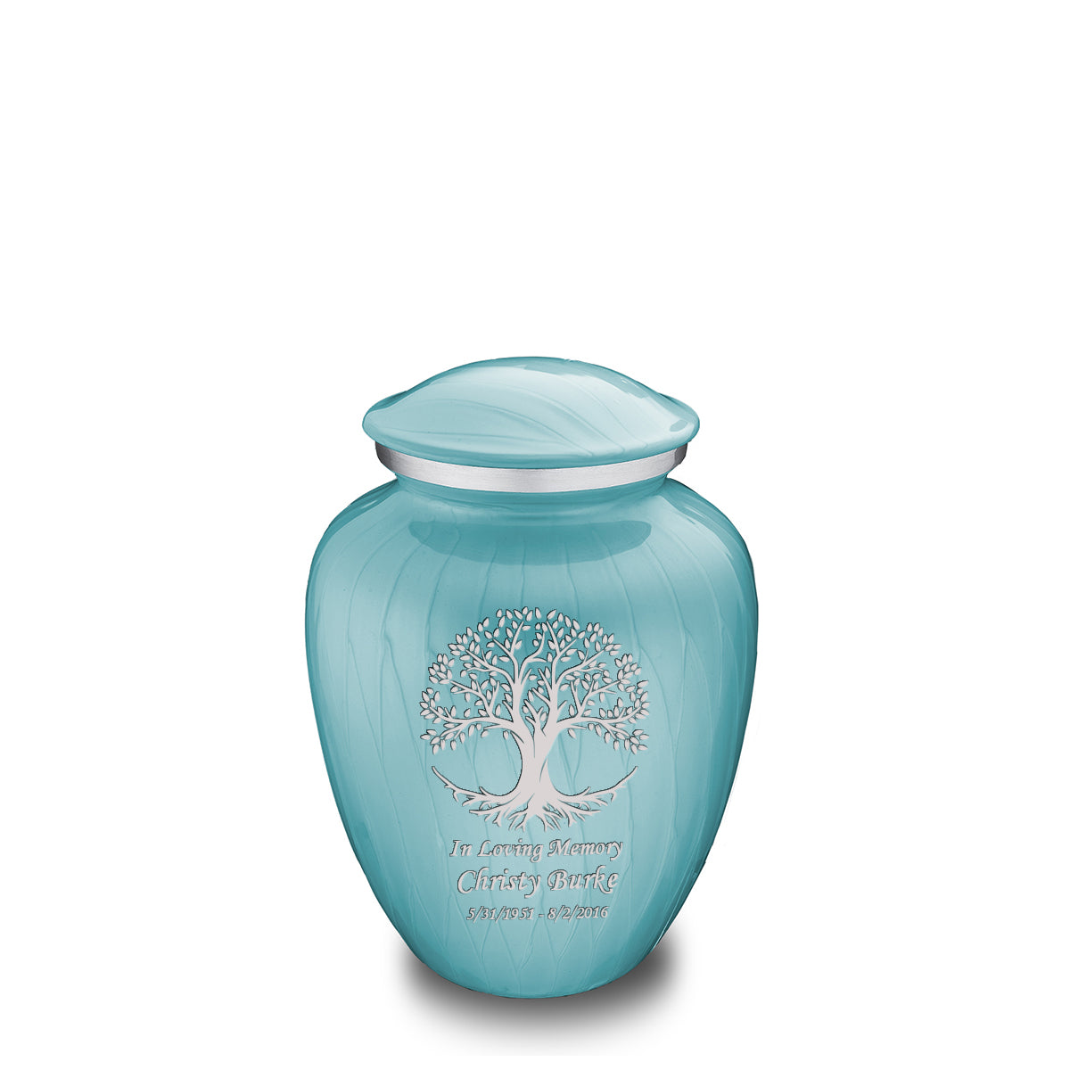 Medium Embrace Pearl Light Blue Tree of Life Cremation Urn