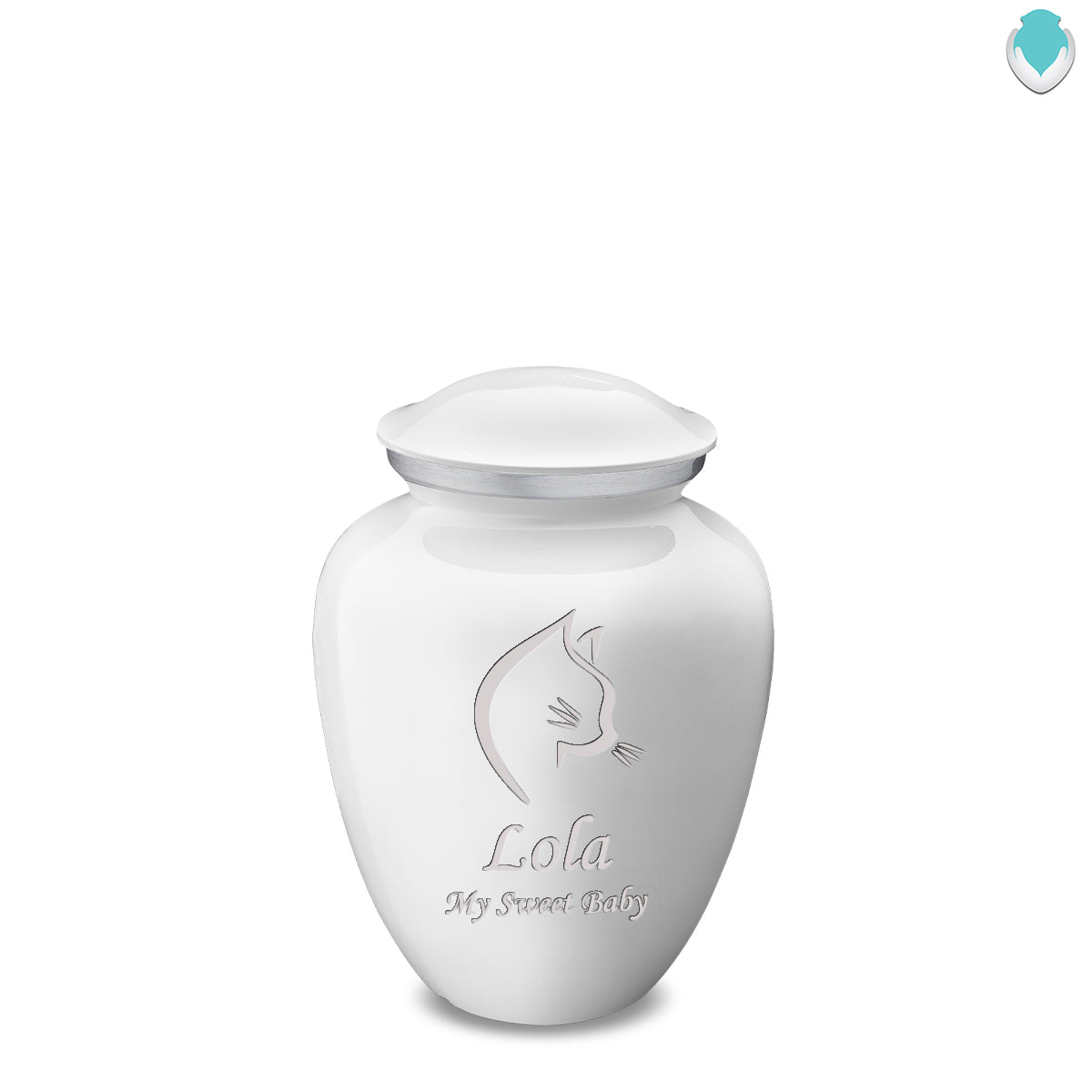 Medium Embrace White Cat Pet Cremation Urn