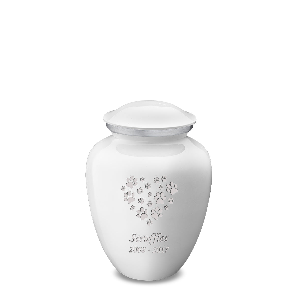 Medium Embrace White Heart Paws Pet Cremation Urn