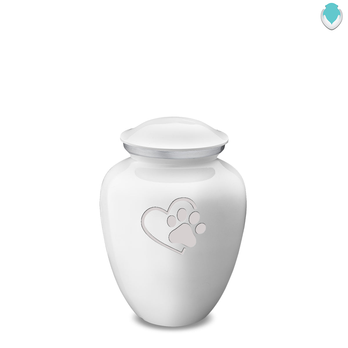 Medium Embrace White Single Paw Heart Pet Cremation Urn