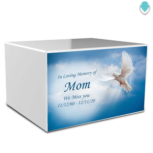 Custom Printed Heritage Flying Dove Wood Box Cremation Urn
