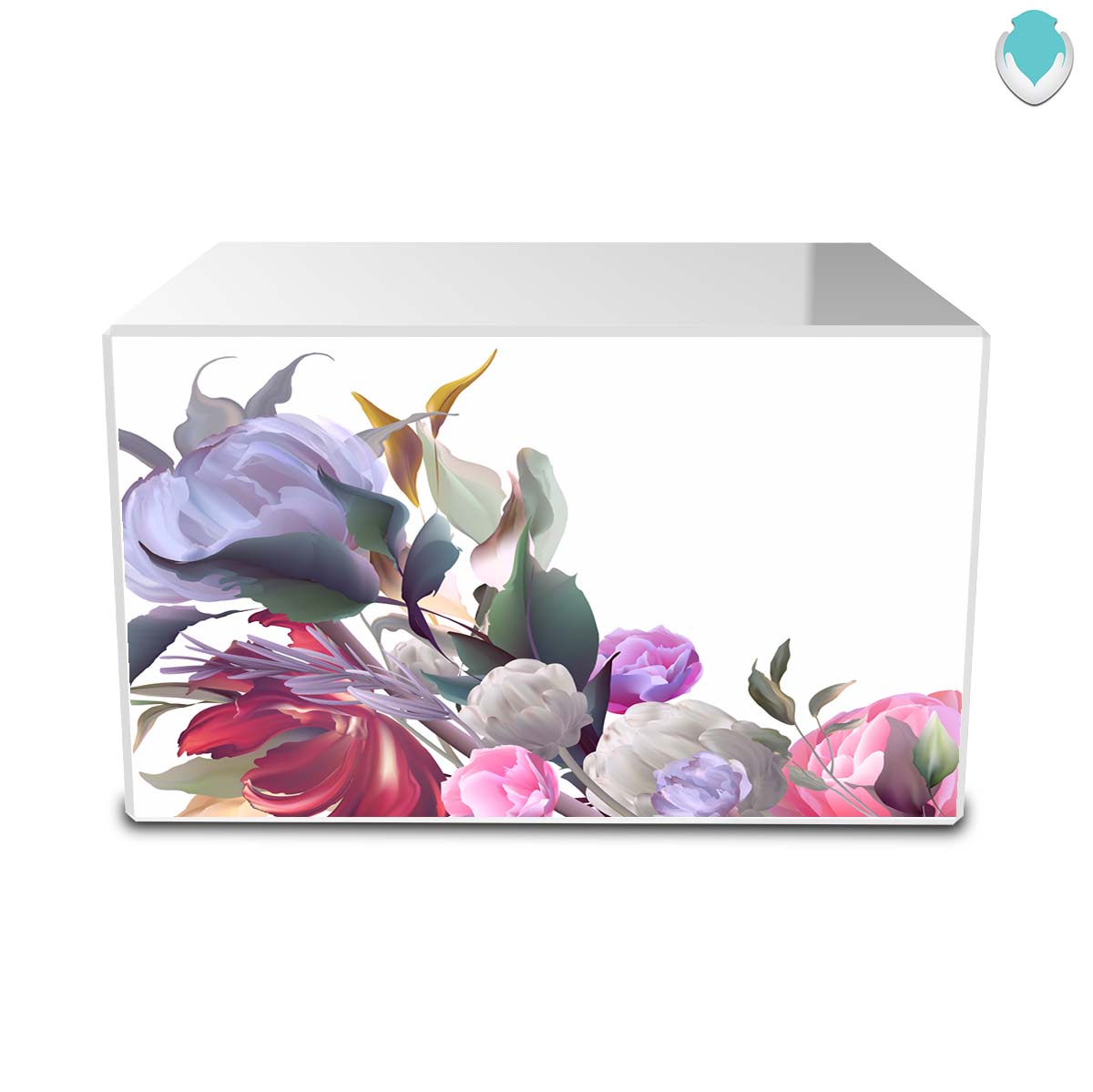 Custom Printed Heritage Modern Flowers Wood Box Cremation Urn