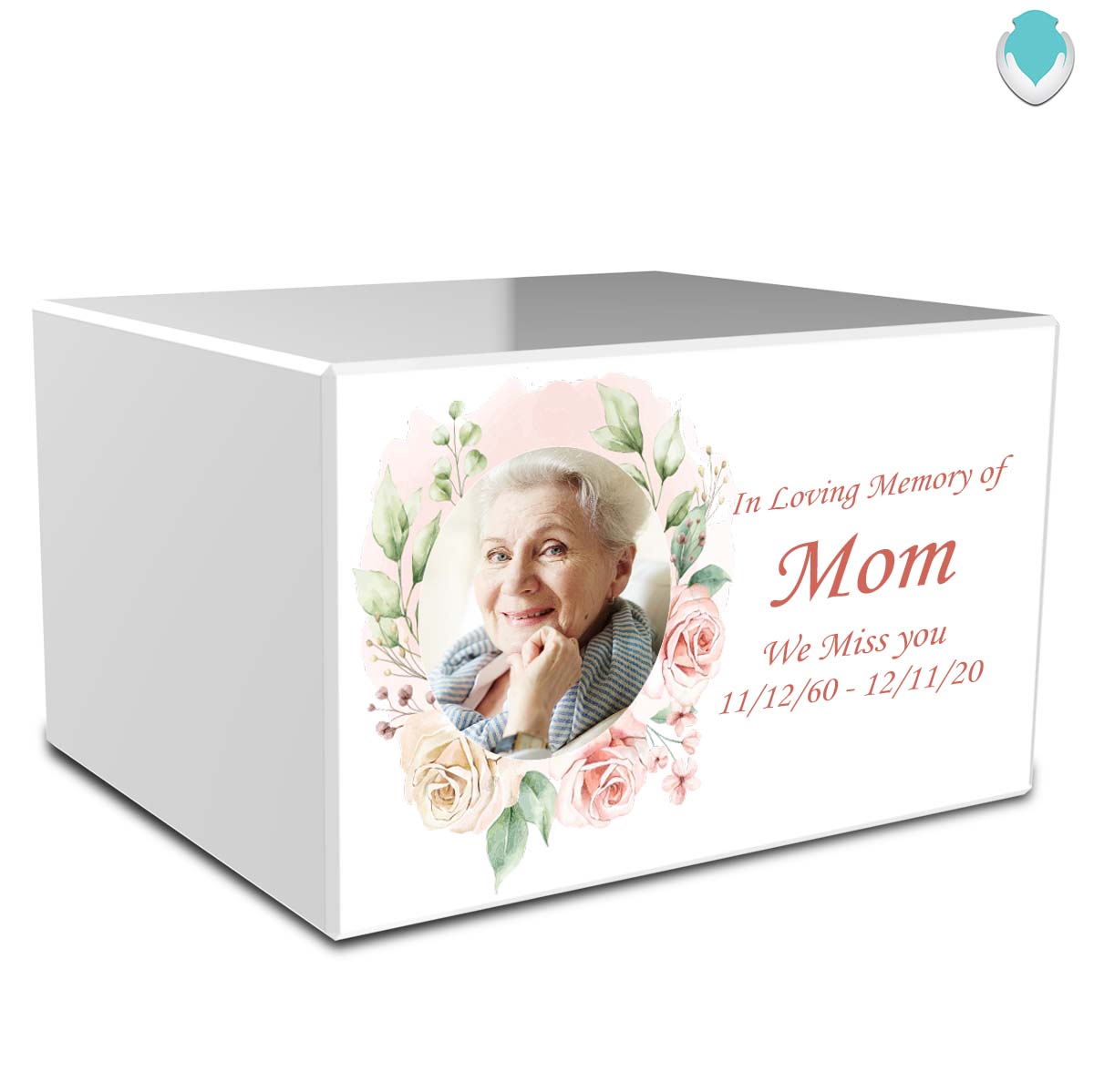 Custom Printed Heritage Flower Frame Wood Box Cremation Urn