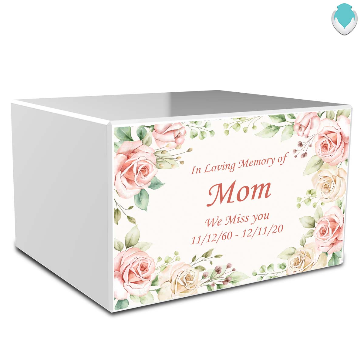 Custom Printed Heritage Flowers Wood Box Cremation Urn