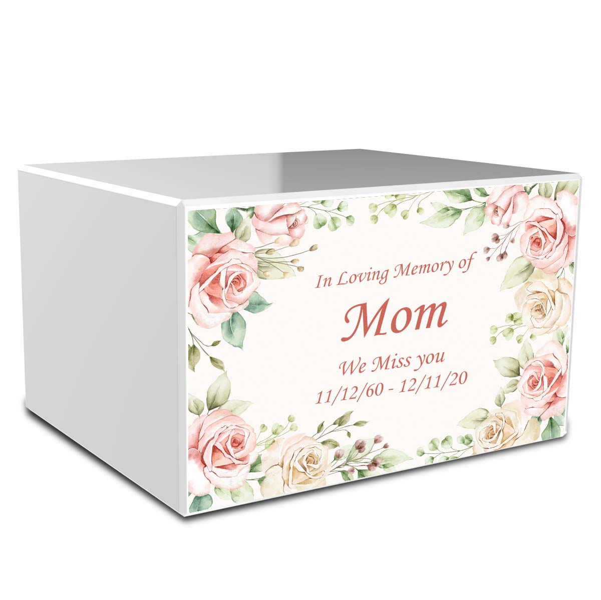 Custom Printed Heritage Flowers Wood Box Cremation Urn