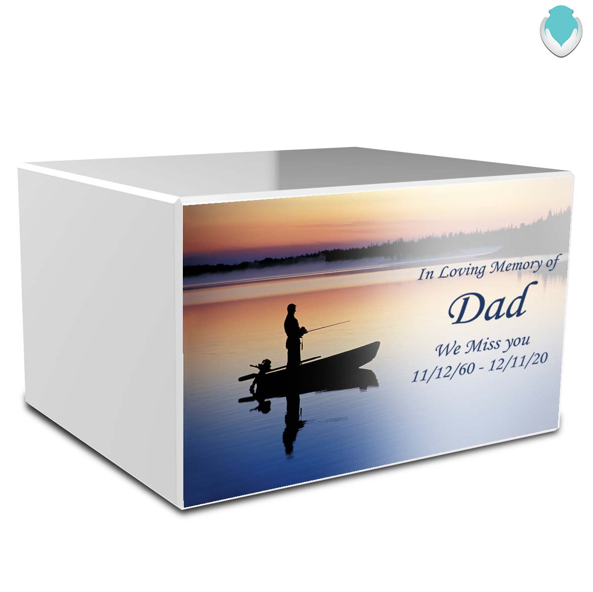 Custom Printed Heritage Fishing Wood Box Cremation Urn