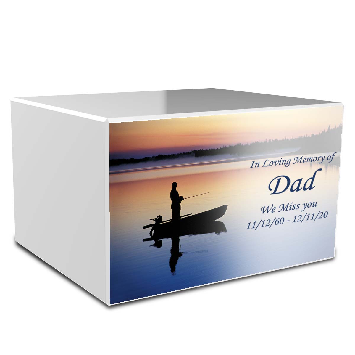 Custom Printed Heritage Fishing Wood Box Cremation Urn