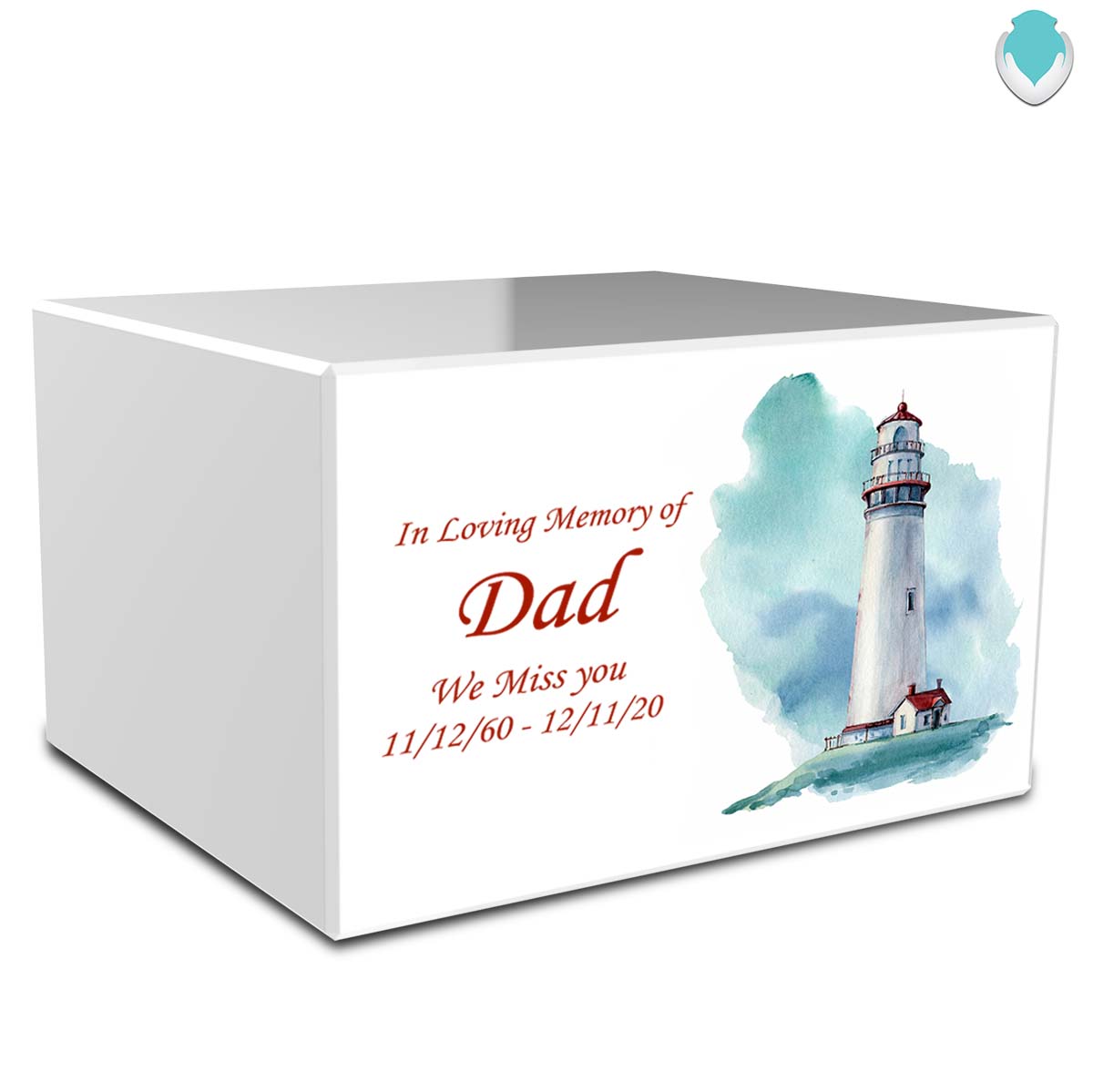 Custom Printed Heritage Lighthouse Wood Box Cremation Urn