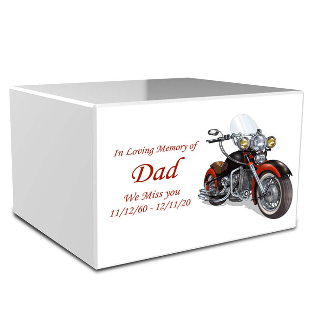 Custom Printed Heritage Motorcycle Wood Box Cremation Urn