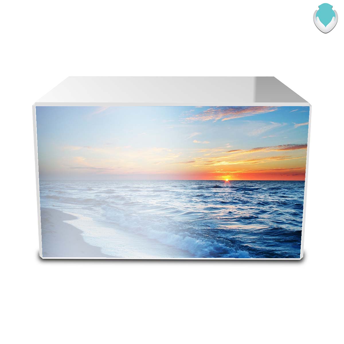 Custom Printed Heritage Ocean Sunset Wood Box Cremation Urn