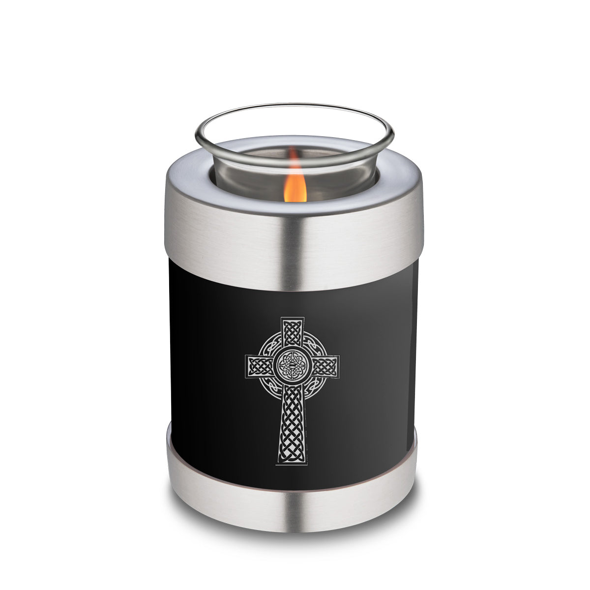Candle Holder Embrace Black Celtic Cross Cremation Urn