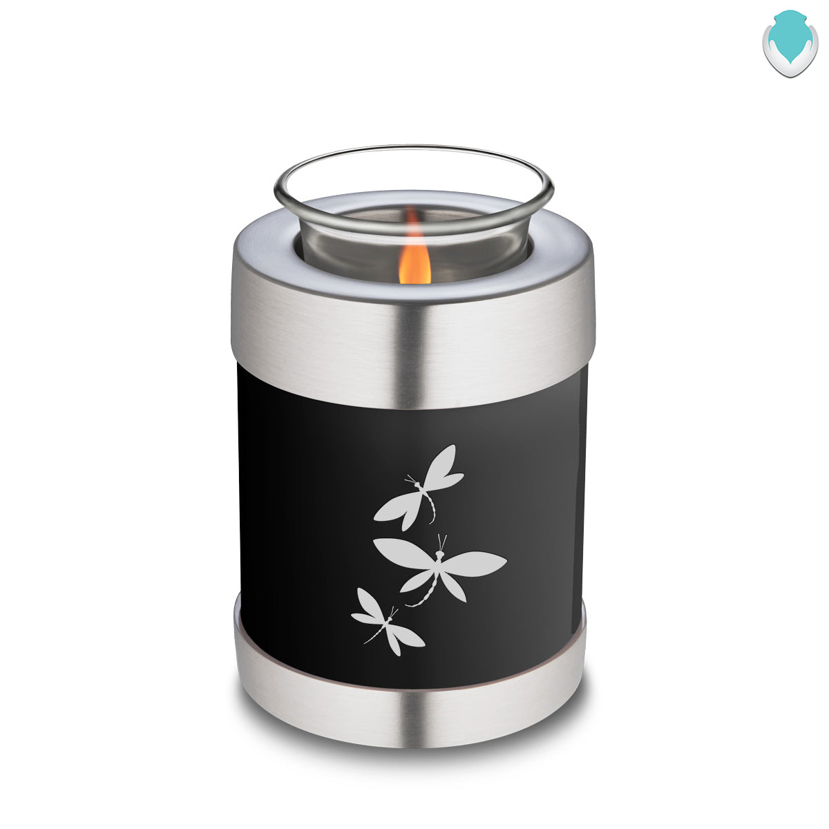 Candle Holder Embrace Black Dragonflies Cremation Urn