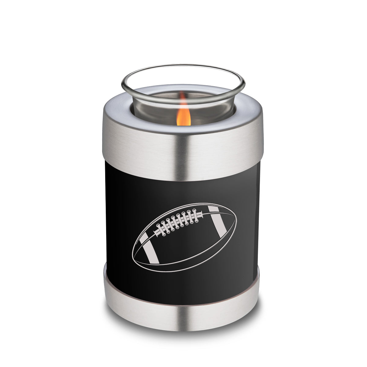 Candle Holder Embrace Black Football Cremation Urn