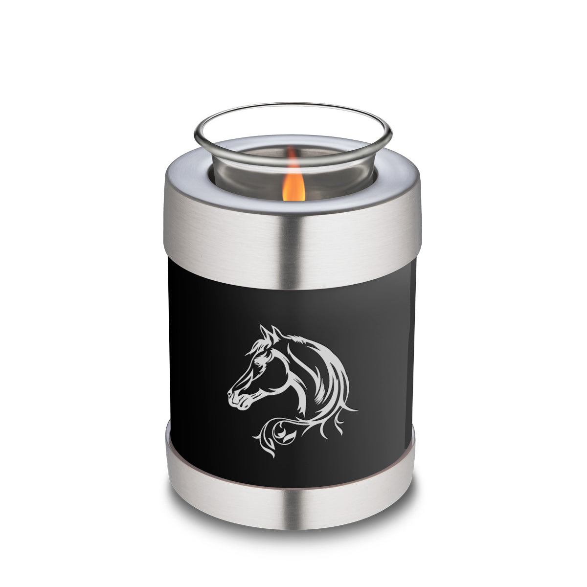Candle Holder Embrace Black Horse Cremation Urn