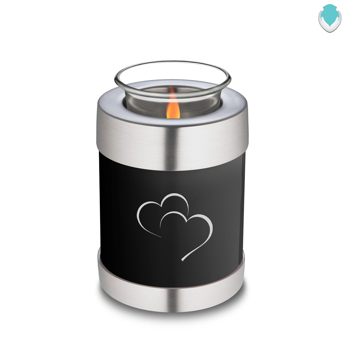 Candle Holder Embrace Black Hearts Cremation Urn