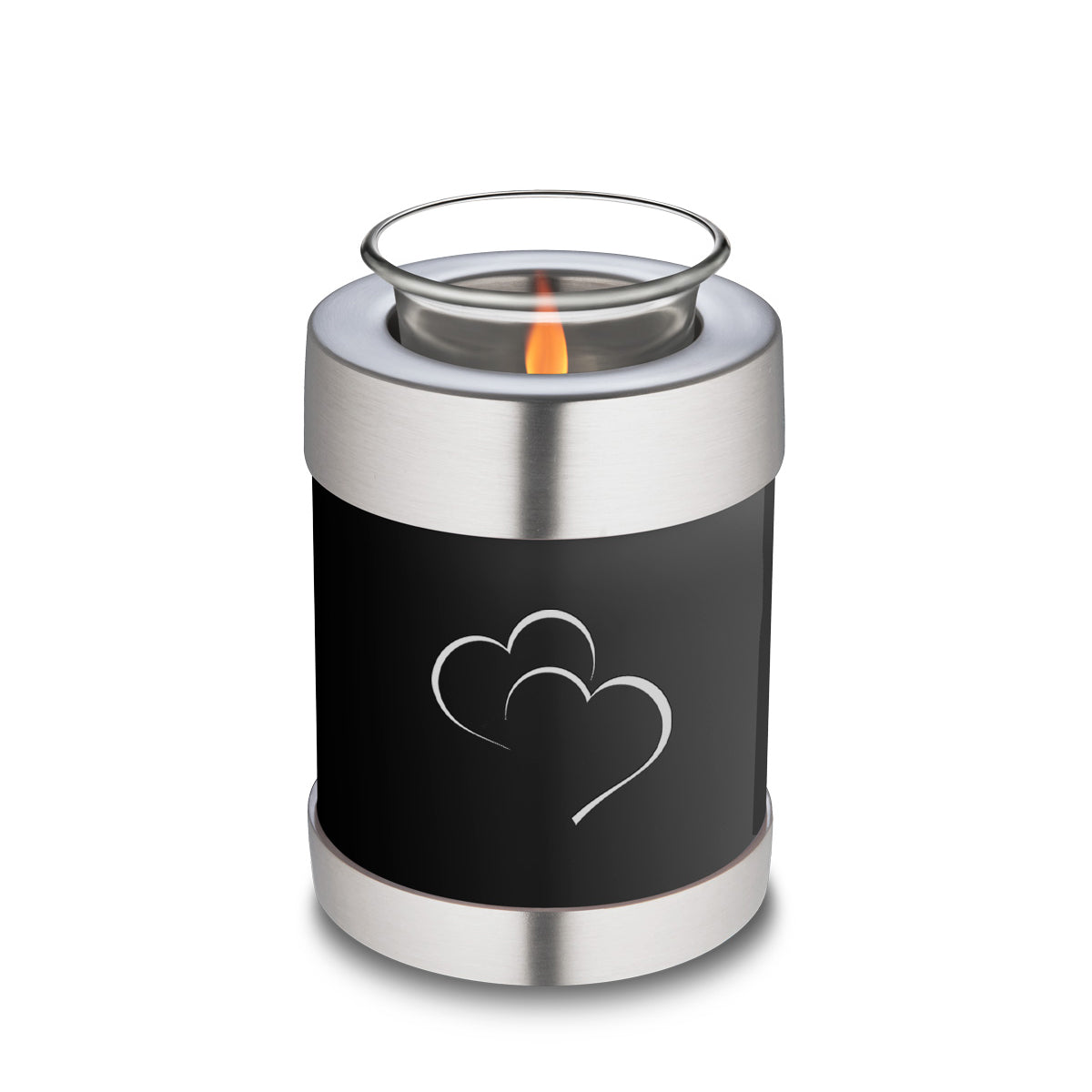 Candle Holder Embrace Black Hearts Cremation Urn