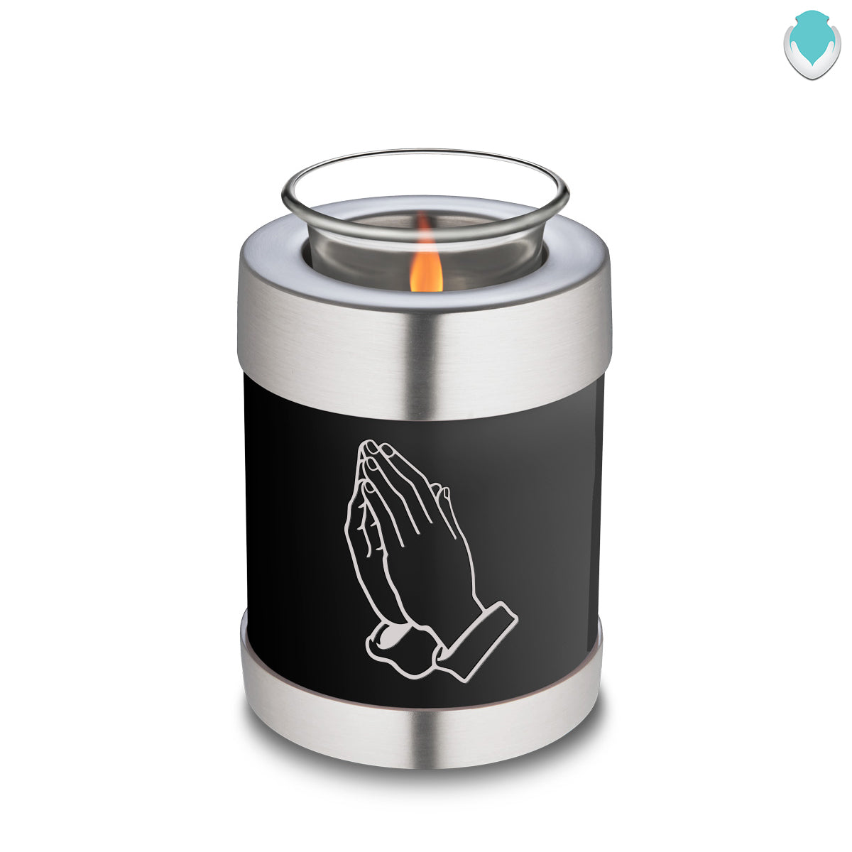 Candle Holder Embrace Black Praying Hands Cremation Urn