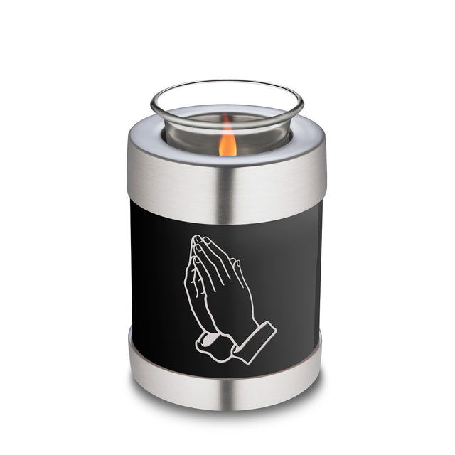 Candle Holder Embrace Black Praying Hands Cremation Urn