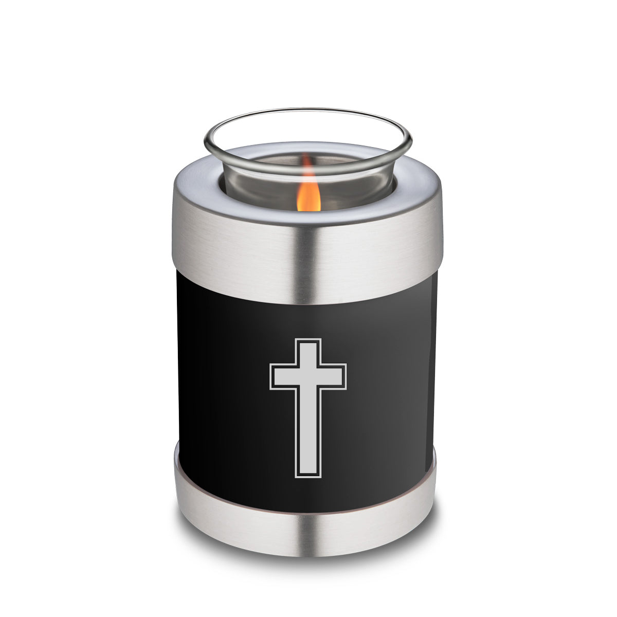 Candle Holder Embrace Black Simple Cross Cremation Urn
