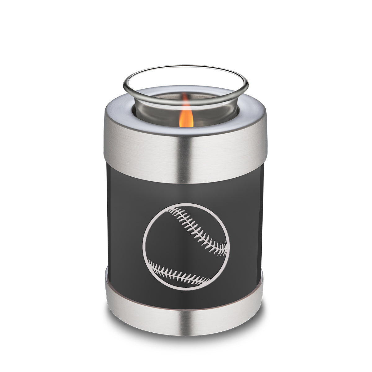 Candle Holder Embrace Charcoal Baseball Cremation Urn