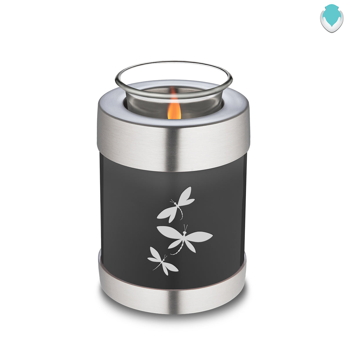 Candle Holder Embrace Charcoal Dragonflies Cremation Urn