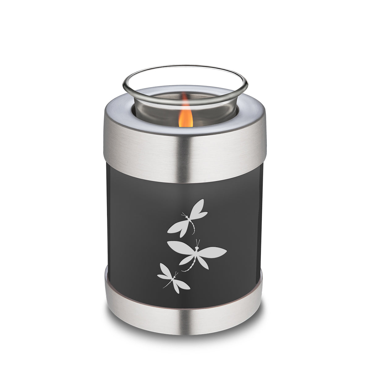 Candle Holder Embrace Charcoal Dragonflies Cremation Urn