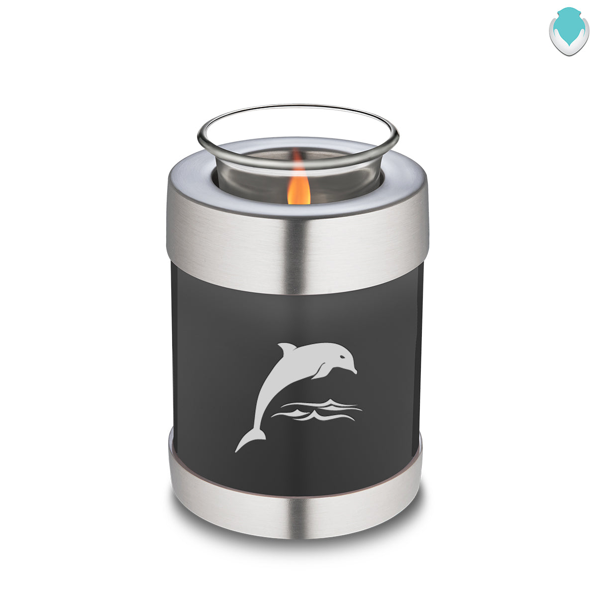 Candle Holder Embrace Charcoal Dolphins Cremation Urn