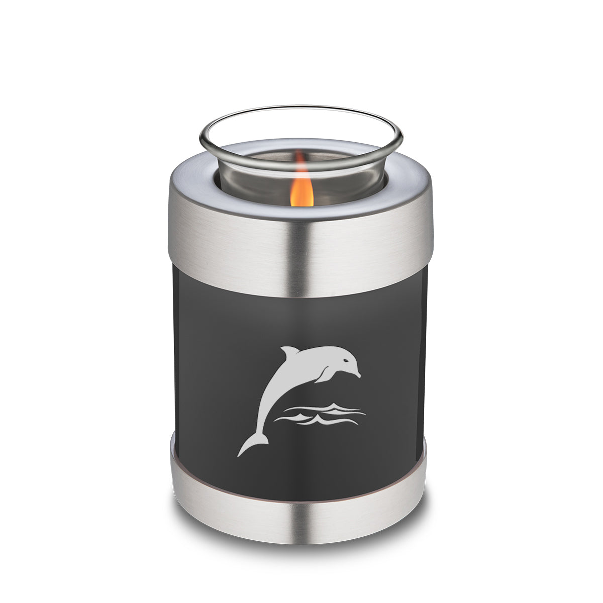 Candle Holder Embrace Charcoal Dolphins Cremation Urn