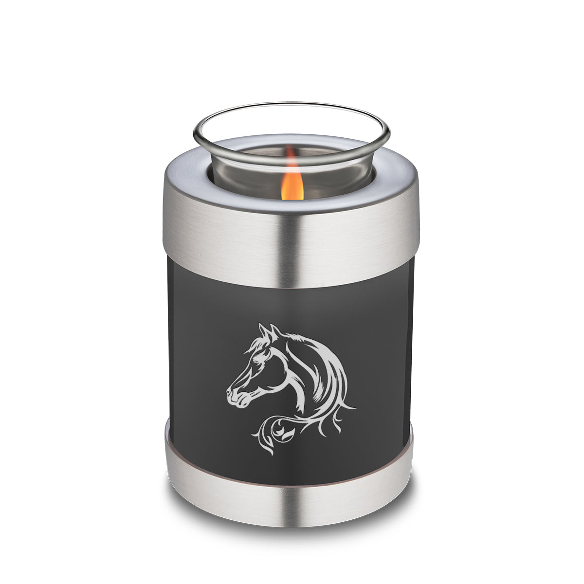 Candle Holder Embrace Charcoal Horse Cremation Urn
