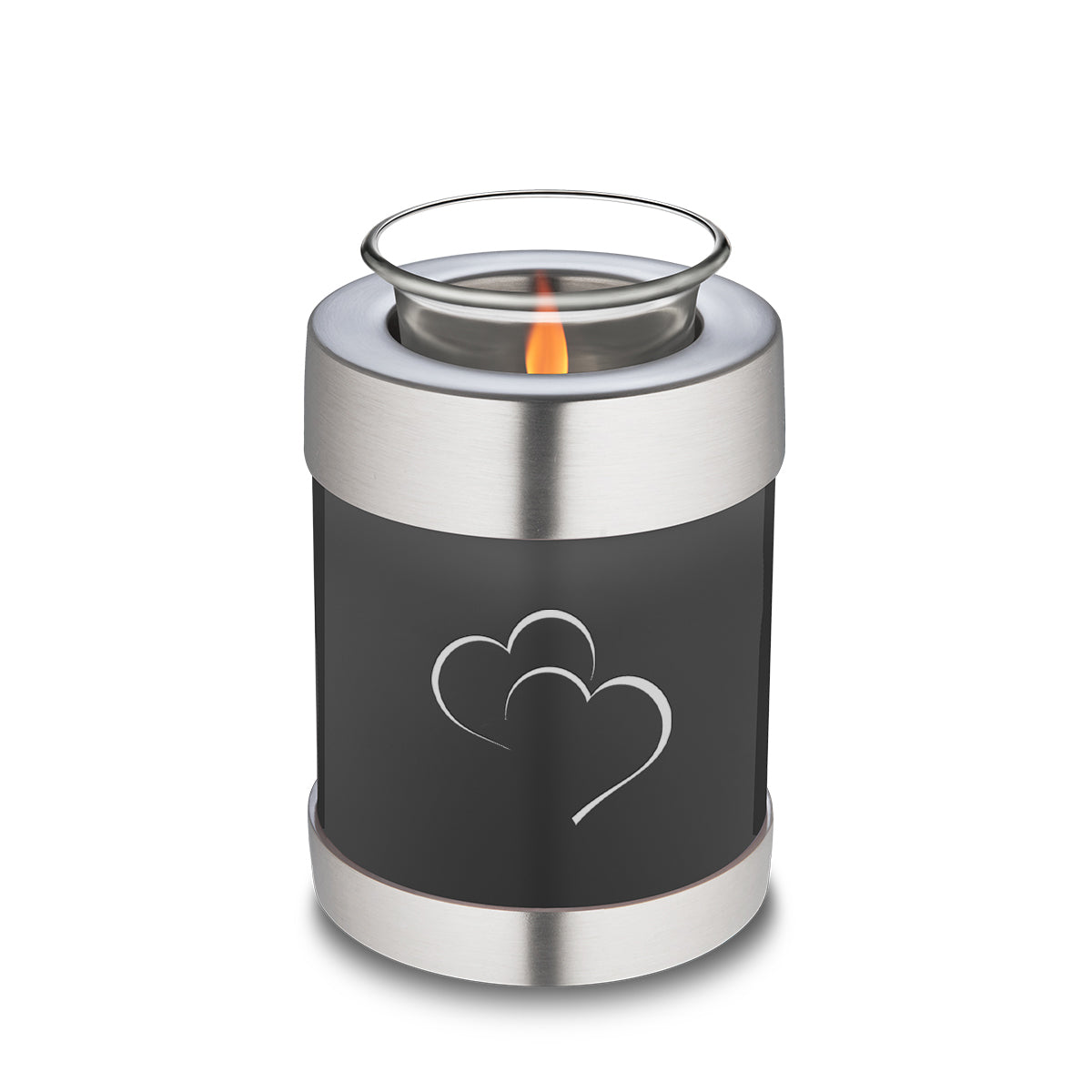 Candle Holder Embrace Charcoal Hearts Cremation Urn