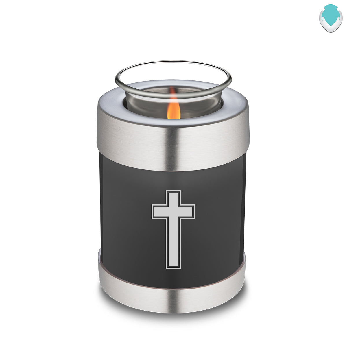 Candle Holder Embrace Charcoal Simple Cross Cremation Urn