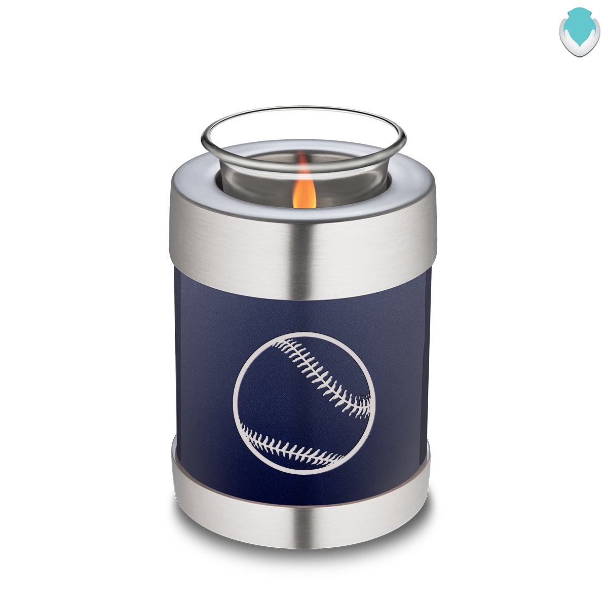 Candle Holder Embrace Cobalt Blue Baseball Cremation Urn
