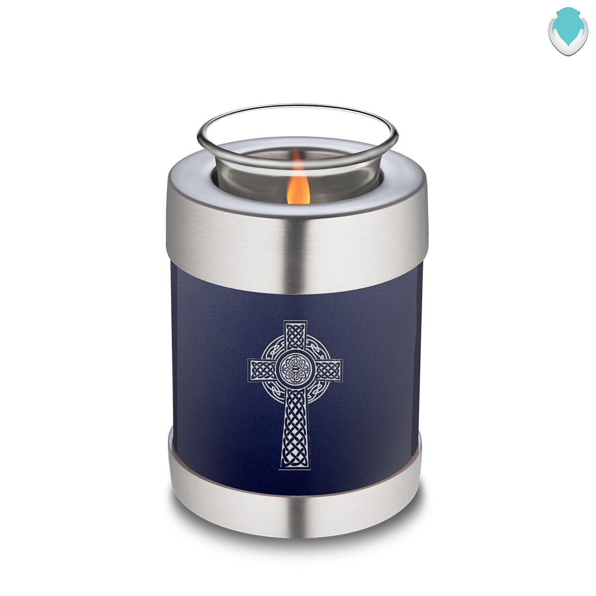 Candle Holder Embrace Cobalt Blue Celtic Cross Cremation Urn