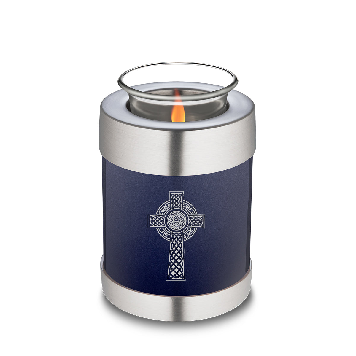 Candle Holder Embrace Cobalt Blue Celtic Cross Cremation Urn
