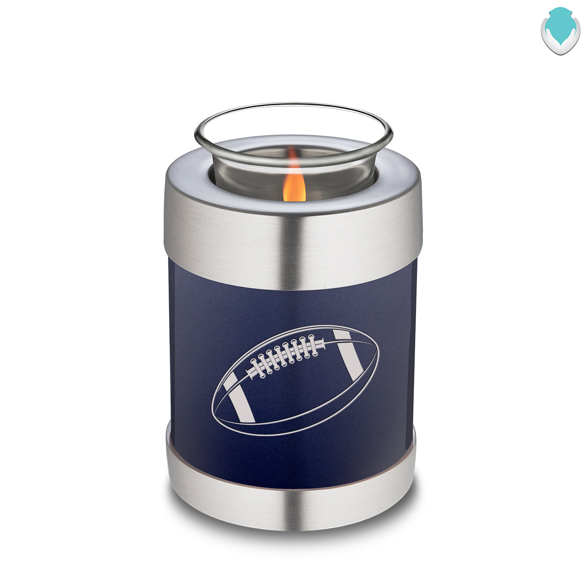 Candle Holder Embrace Cobalt Blue Football Cremation Urn