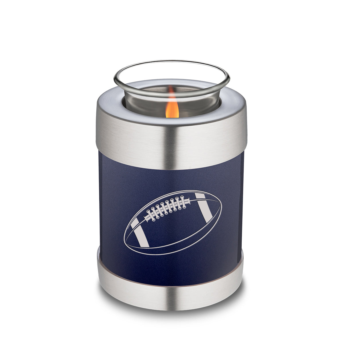 Candle Holder Embrace Cobalt Blue Football Cremation Urn