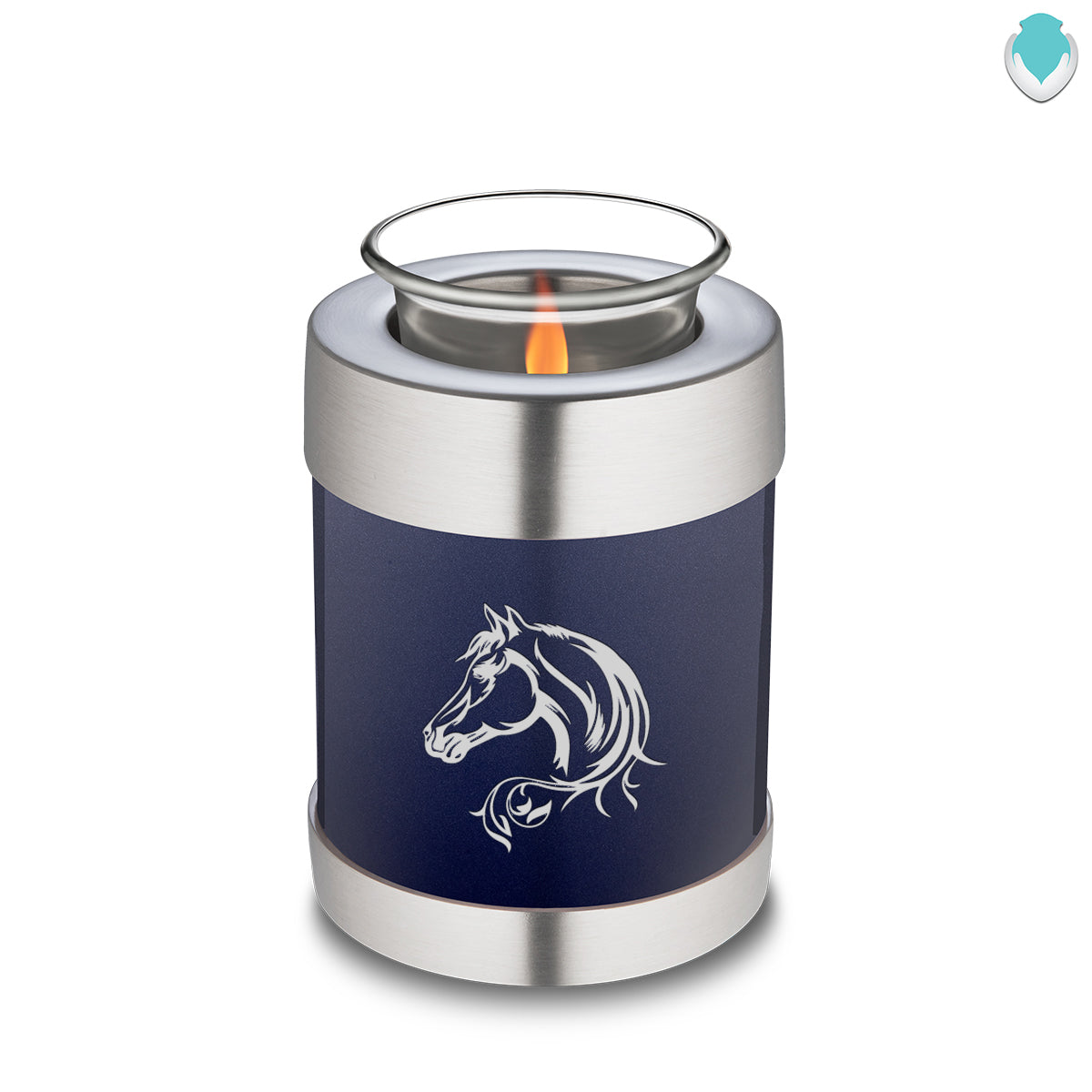 Candle Holder Embrace Cobalt Blue Horse Cremation Urn