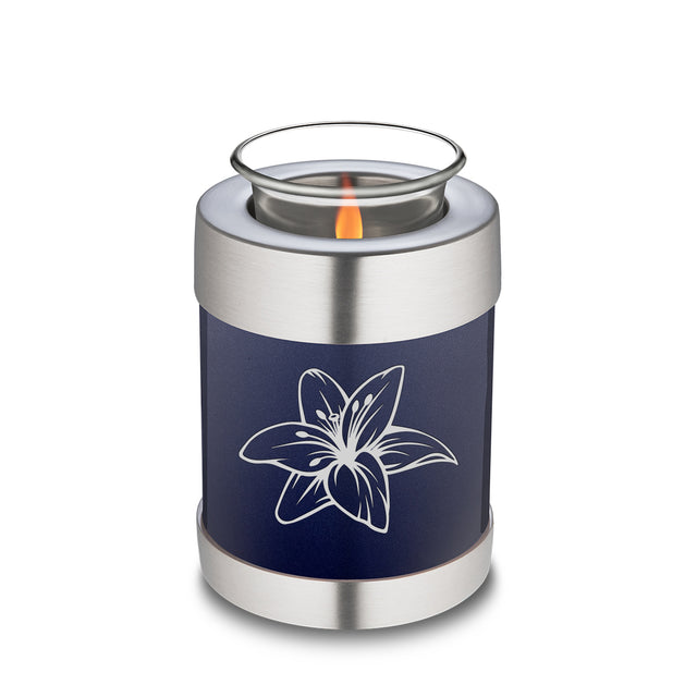 Candle Holder Embrace Cobalt Blue Lily Cremation Urn