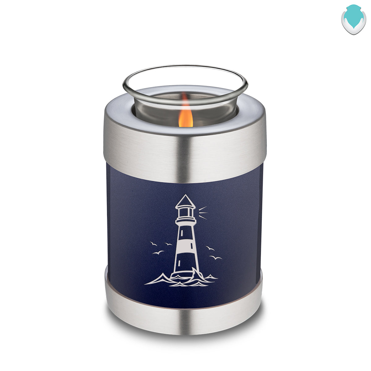 Candle Holder Embrace Cobalt Blue Lighthouse Cremation Urn
