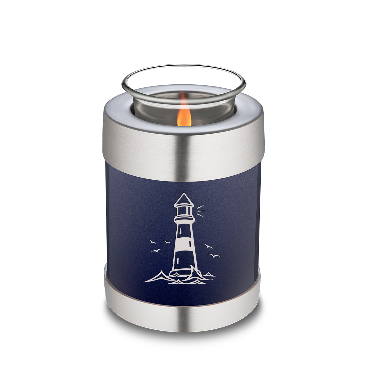 Candle Holder Embrace Cobalt Blue Lighthouse Cremation Urn