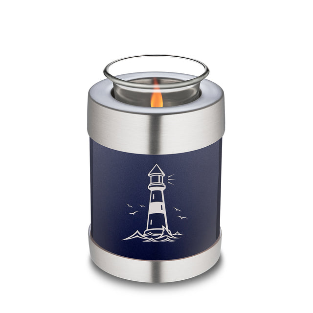 Candle Holder Embrace Cobalt Blue Lighthouse Cremation Urn
