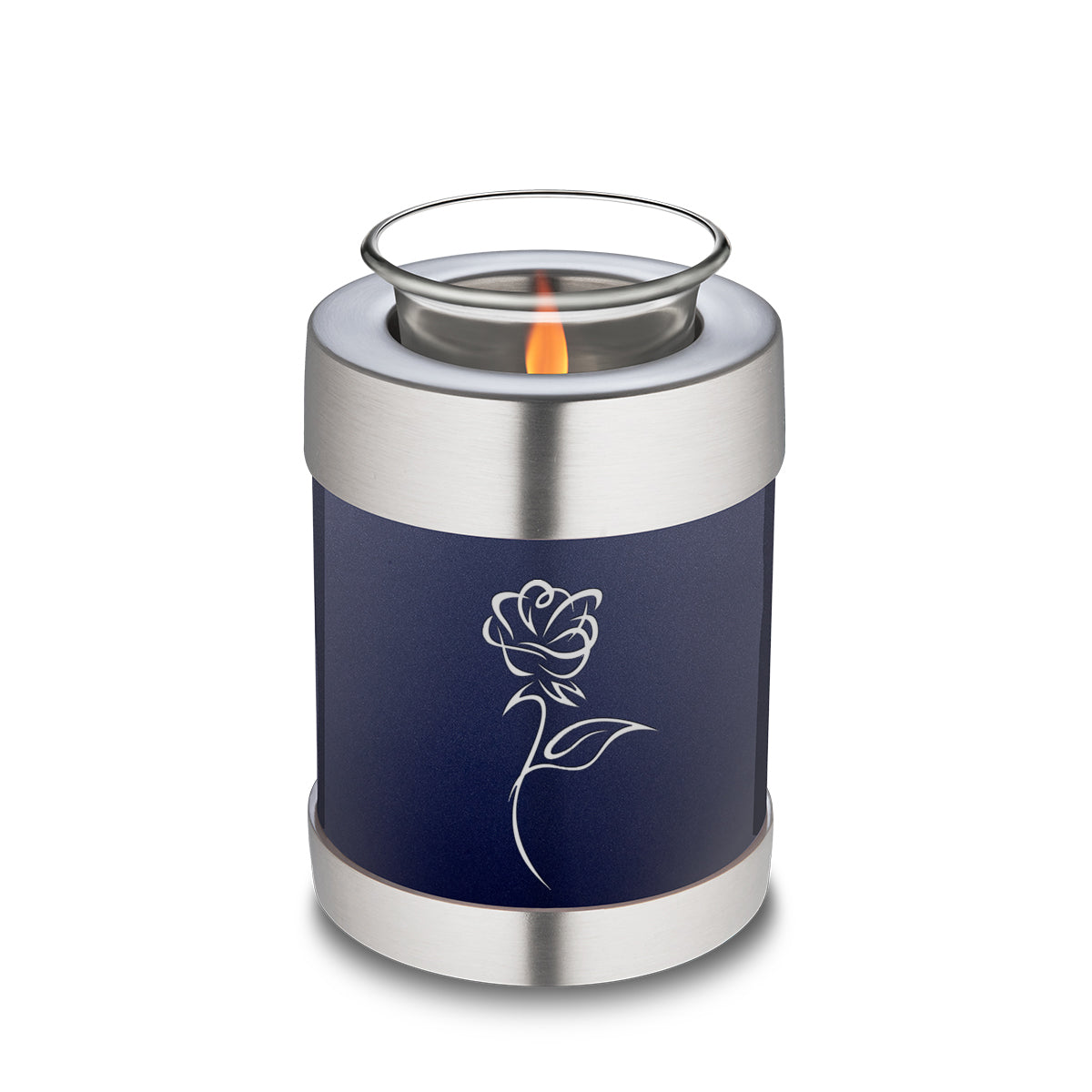 Candle Holder Embrace Cobalt Blue Rose Cremation Urn