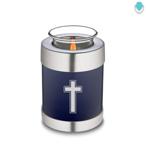 Candle Holder Embrace Cobalt Blue Simple Cross Cremation Urn
