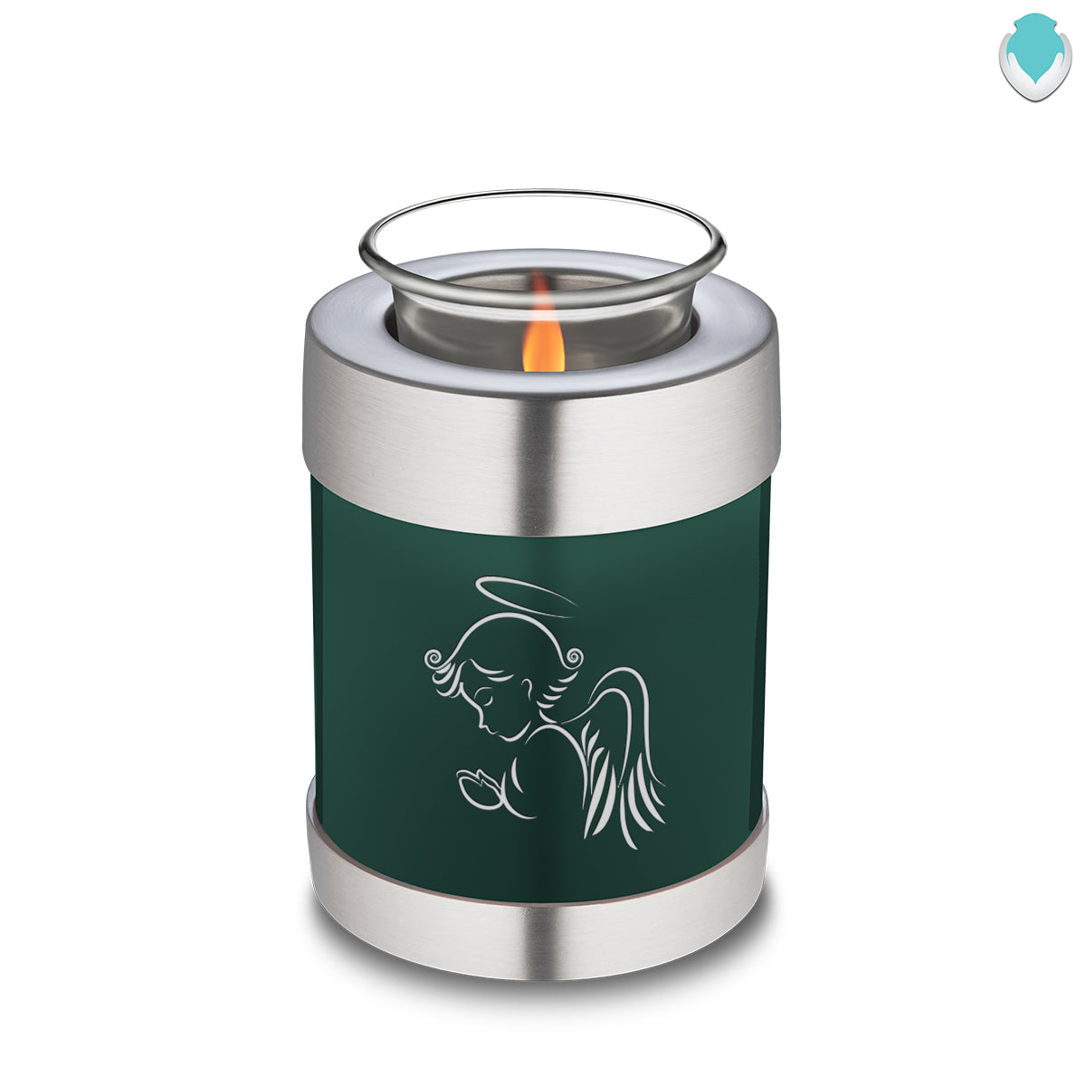 Candle Holder Embrace Green Angel Cremation Urn
