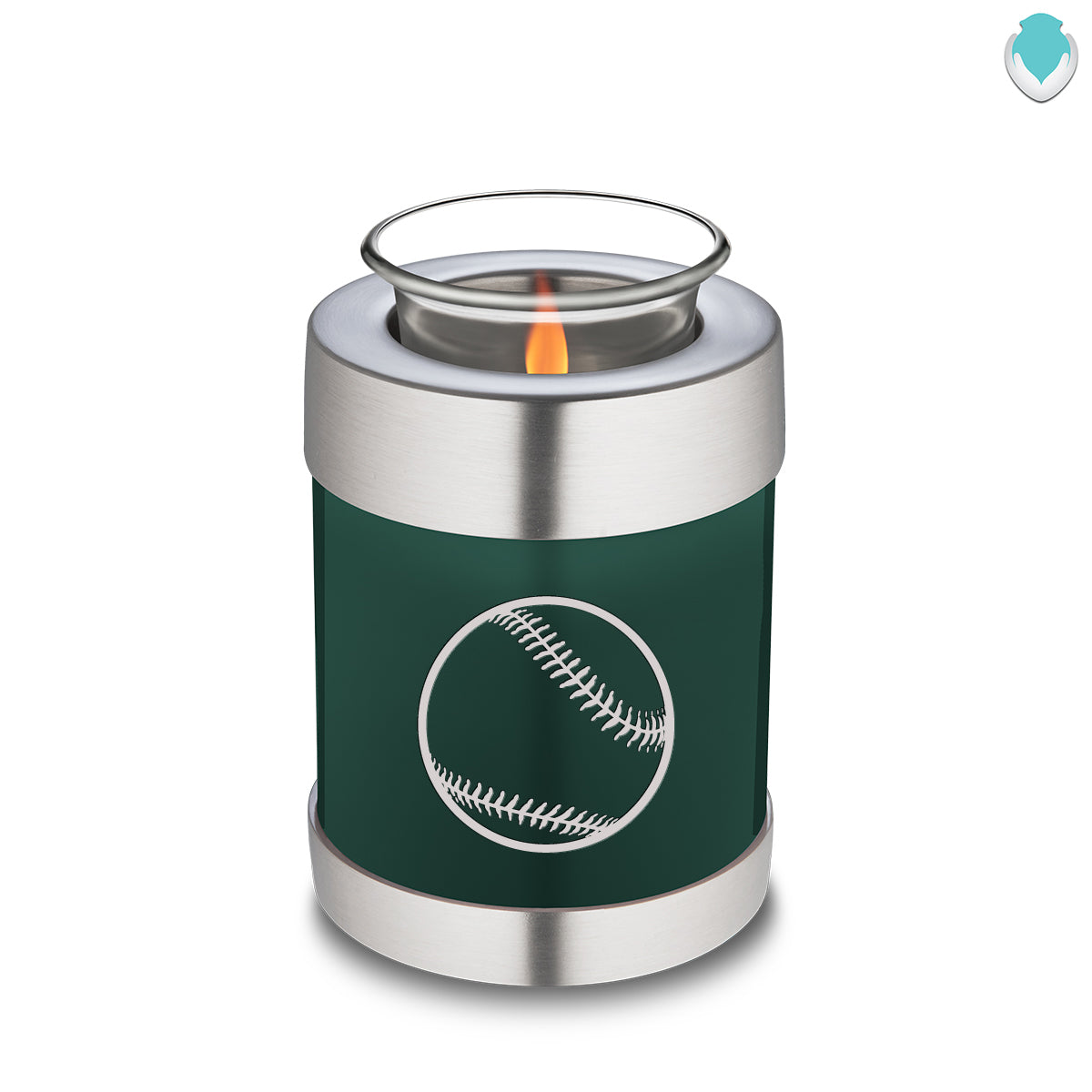 Candle Holder Embrace Green Baseball Cremation Urn